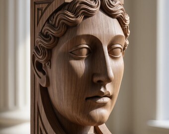 Ménsula de madera tallada a mano con cara de dama clásica