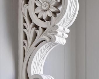 Ménsula de madera maciza tallada a mano para estante de pared, marquesina y decoración tradicional del hogar.