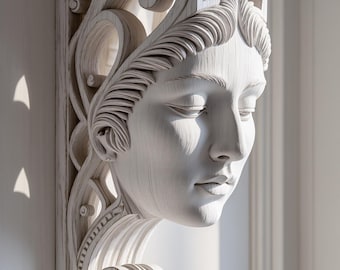 Ménsula de madera tallada a mano con cara de dama clásica