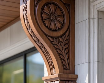 Ménsula de madera maciza tallada a mano para estante de pared, marquesina y decoración tradicional del hogar.