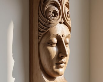 Ménsula de madera tallada a mano con cara de dama clásica