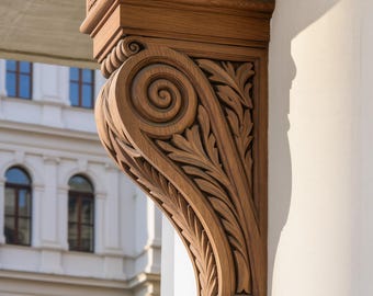 Soporte de ménsula de madera maciza tallada a mano vintage para soporte de estante y decoración de pared