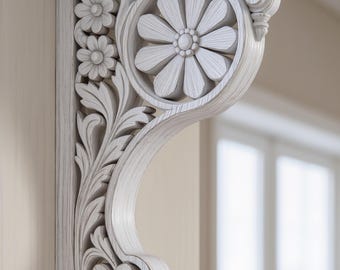 Soporte de ménsula de madera maciza tallada a mano vintage para soporte de estante y decoración de pared