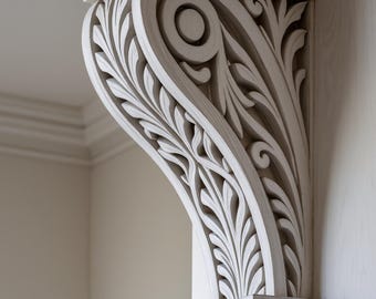 Soporte de ménsula de madera de estilo antiguo hecho a mano para interiores arquitectónicos vintage