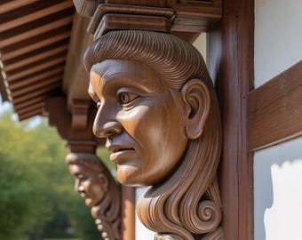 Ménsula de madera inspirada en la arquitectura clásica