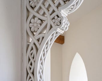 Ménsula de madera maciza tallada a mano para estante de pared, marquesina y decoración tradicional del hogar.