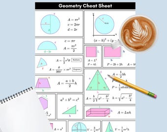 Foglio di formule di geometria stampabile / Dalle basi all'avanzato / Guida allo studio e alla preparazione per il SAT