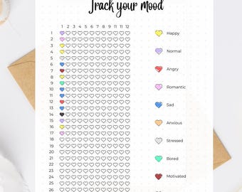 Afdrukbare Mood Tracker – Dagelijkse plannerpagina voor geestelijke gezondheid en zelfzorg