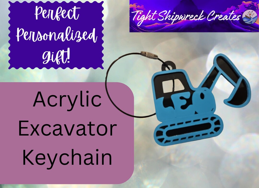 Digger Key Chain Custom Excavator Keychain | Layered Acrylic Construction Gift ...