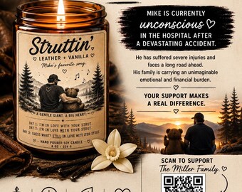 STRUTTIN’ Candle – Leder + vanille-inzamelingskaars voor Mike & Family