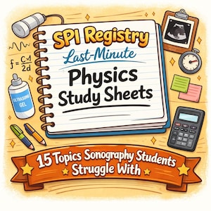 SPI Registry Last-Minute Physics Study Sheets (15 Topics Sonography Students Struggle With)