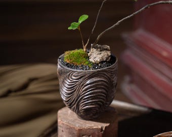 Resin Wabi Sabi Vase | Japandi Rustic Flower Pot, Organic Pottery Home Decor