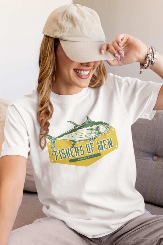 Fishers of Men Matthew 4:19 Tee | Comfort Colors 1717 | Christian Fish Graphic | Scripture Shirt
