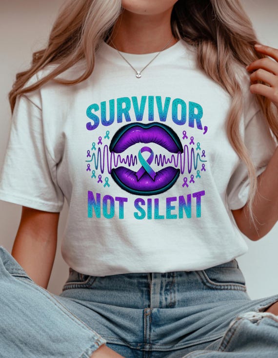 Survivor Not Silent T-Shirt Suicide Awareness Bella Canvas 3001 Tee, Mental Health Support Shirt, Faith and Hope Ribbon Top