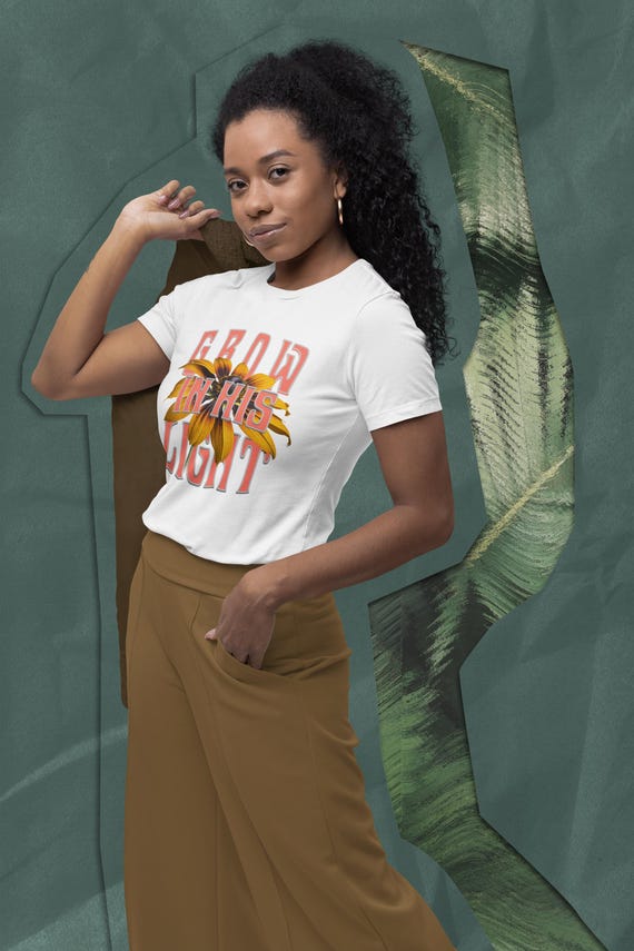 Sunflower Christian T-Shirt: 'Grow in the Light' Bella+Canvas Tee