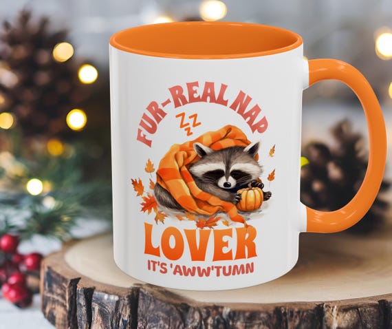 Autumn Raccoon Coffee Mug: Cozy Fall Tea & Hot Chocolate Cup