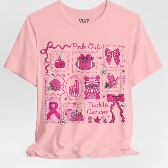 Breast Cancer Awareness Bella Canvas Tee: Pink Out Football Design