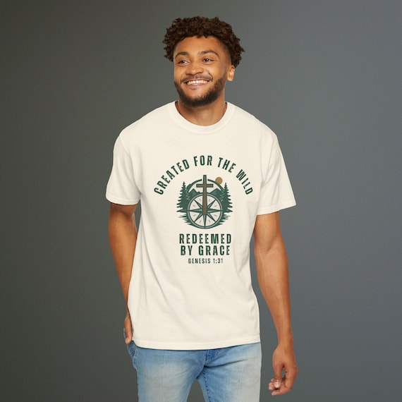 Created For The Wild Christian Tee: Compass Cross Graphic, Comfort Colors 1717