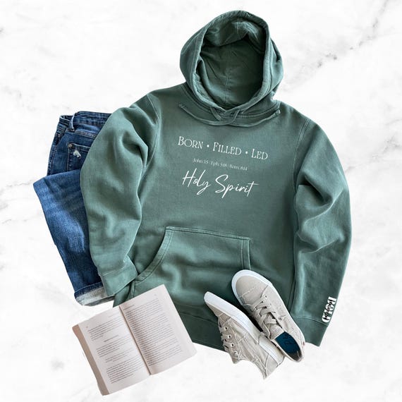 Embroidered Christian Hoodie: Born Filled Led by the Holy Spirit, Bold by Grace