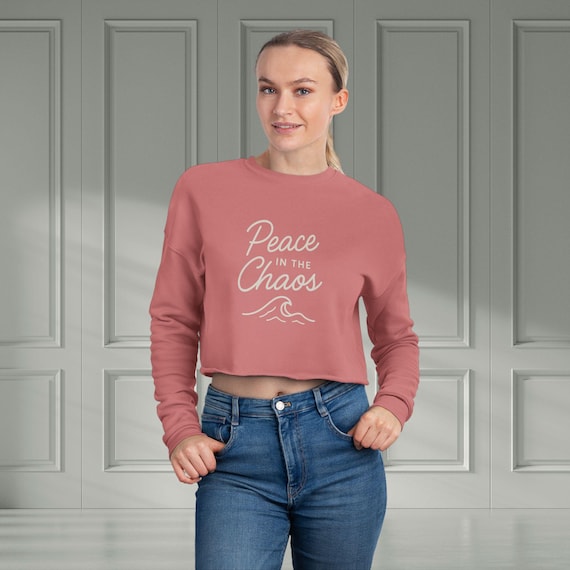 Peace in the Chaos Cropped Fleece Sweatshirt | Bella + Canvas 7503 | Positive Affirmation Christian Pullover