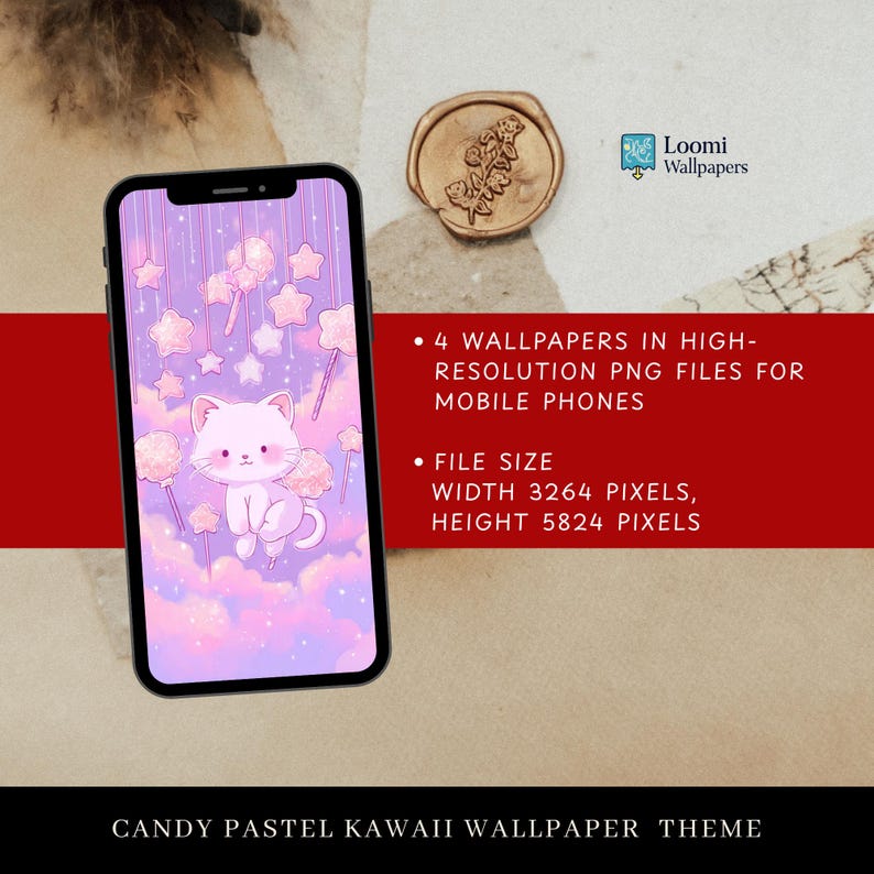 Kawaii Kitty iPhone Wallpaper | Cute Pastel Cat Aesthetic Phone ...