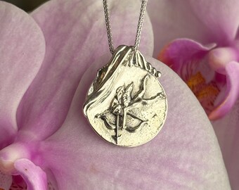 Draagbare kunst, 925 zilveren ketting | Engeltjeshanger | Cadeau voor haar, handgemaakte sieraden