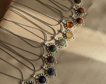 sterling silver necklace | pendant with colored stone | gift for her, handmade jewel