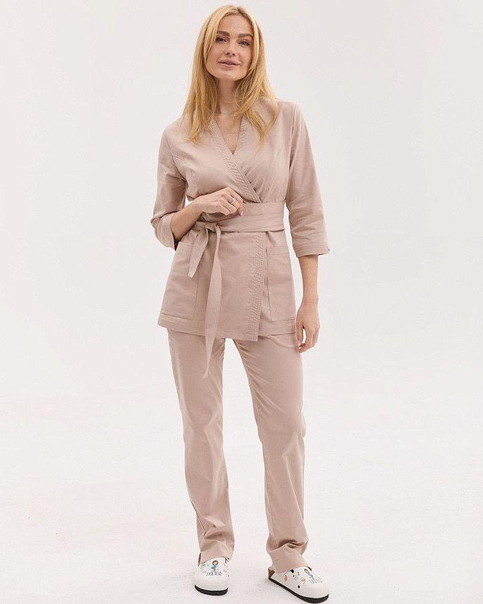 Scrub Set for Women | Classic Medical Uniform | Elegant Nurse Scrubs Top & Pants | Nursing Outfit | Beauty Professionals Top and Pants
