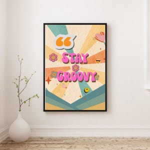 Retro Groovy Positive Quote Art Print: 70s Boho Decor (Digital Download)