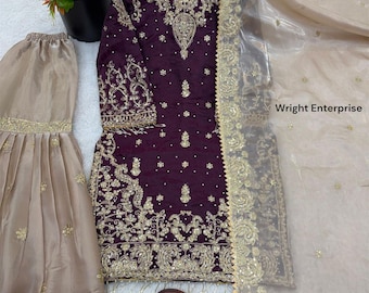 Embroidered Georgette Salwar Kameez, Indian Party Wear Outfit