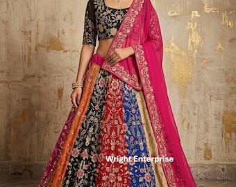 Embroidered Georgette Lehenga Choli: Pakistani Indian Wedding Dress