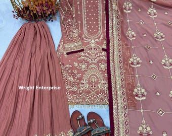 New Salwar Kameez Party Embroidered Suit Wedding Women Eid Outfit