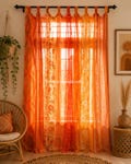 Boho Sheer Curtains Vintage Silk Sari Patchwork Panel Colorful Window Drapes Living Room Decor product logo