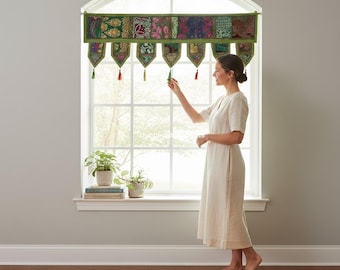 Patchwork vintage Toran, tenture bohème sur porte, cantonnière indienne (40/80 pouces)
