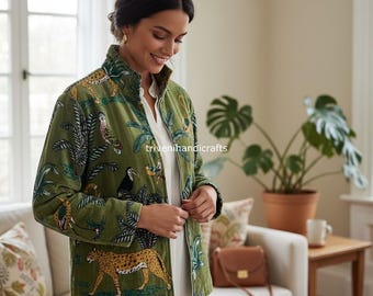 Handmade Printed Velvet Jacket, Women's Boho Bohemian Coat