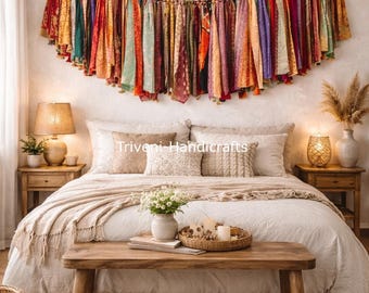 Handmade Recycled Sari Bunting – Boho Home Decor, Wedding Garland
