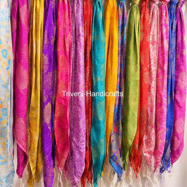 Vintage Recycled Silk Saree Sashes | Multi-Use Head Wrap, Belt & Crafting Ribbon Strips | Upcycled Soft Silk Remnants