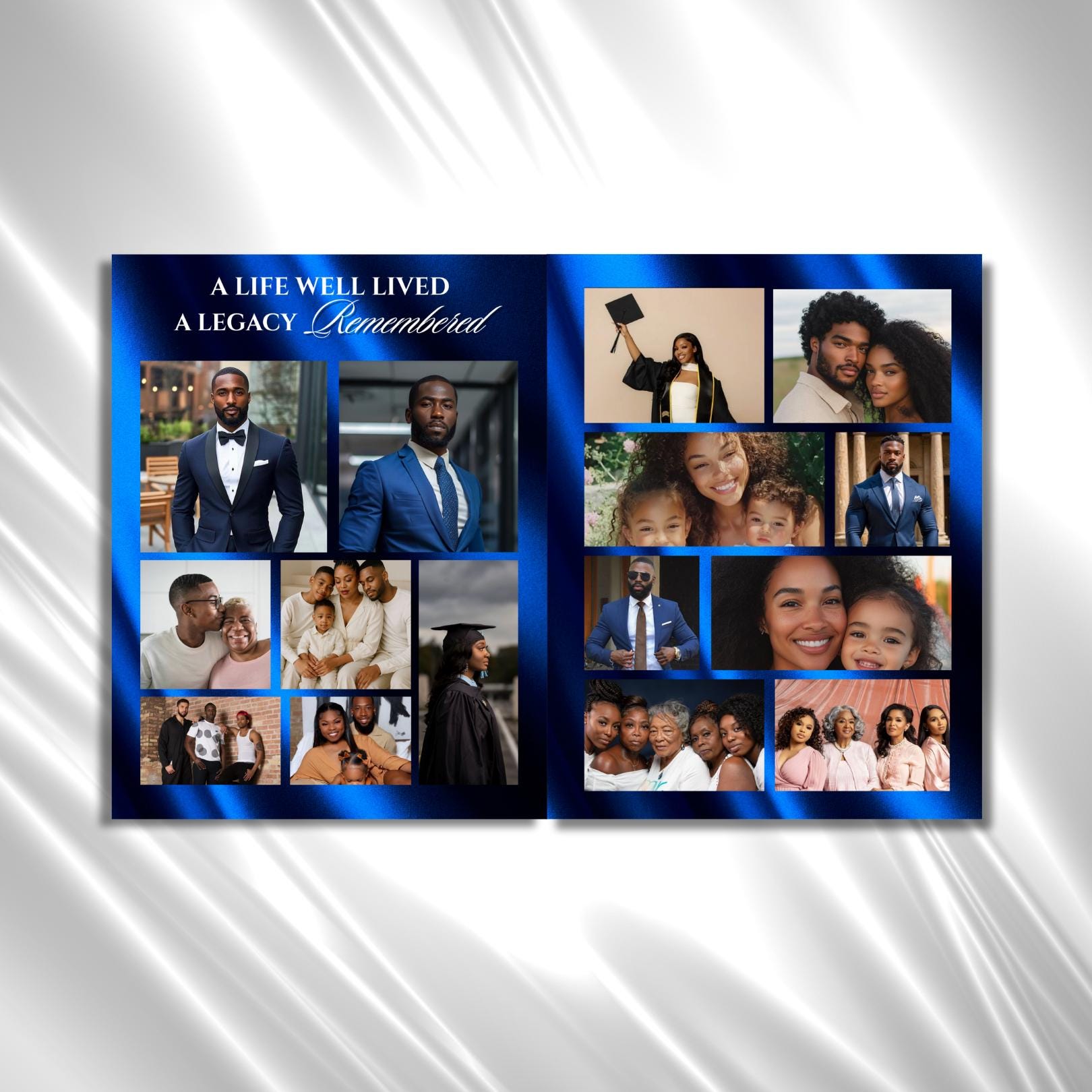 Royal Blue Roses Funeral Program Template: 8-page Memorial (canva PDF ...