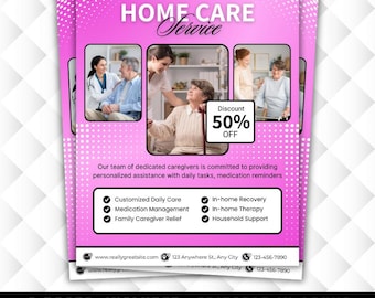 Bearbeitbare Home Care Service Flyer Vorlage (Canva)