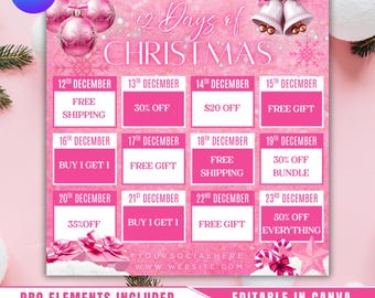 12 Days of Christmas Flyer, Christmas Sale Flyer, Christmas Deal Flyer, Holiday Special Flyer, Christmas Discount Promo Social Media Post