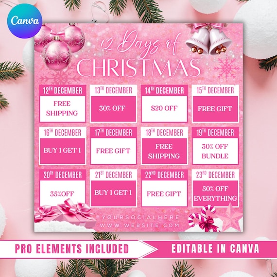 12 Days of Christmas Flyer, Christmas Sale Flyer, Christmas Deal Flyer, Holiday Special Flyer, Christmas Discount Promo Social Media Post