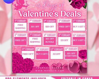 Valentine's Deals Flyer: Boutique Hair, Wigs, Lashes (Canva Template)