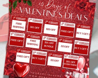 Valentine's Deals Flyer: Boutique Hair, Wigs, Lashes (Canva Template)