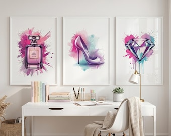Girl Teen Trendy Room Decor | Aesthetic Wall Art for Teen Girls | Pink Purple Teal Prints | Splash Posters