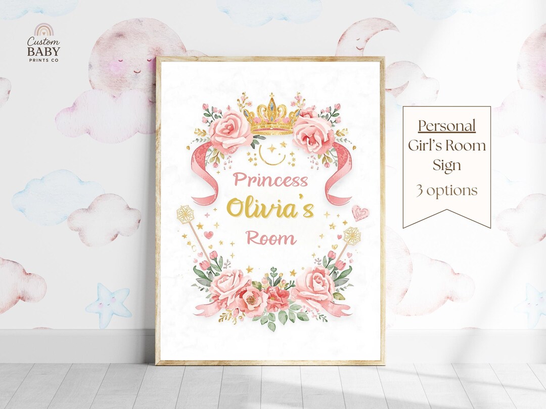 Personalized Princess Room Sign | Girl Bedroom Wall Art | Custom Name ...