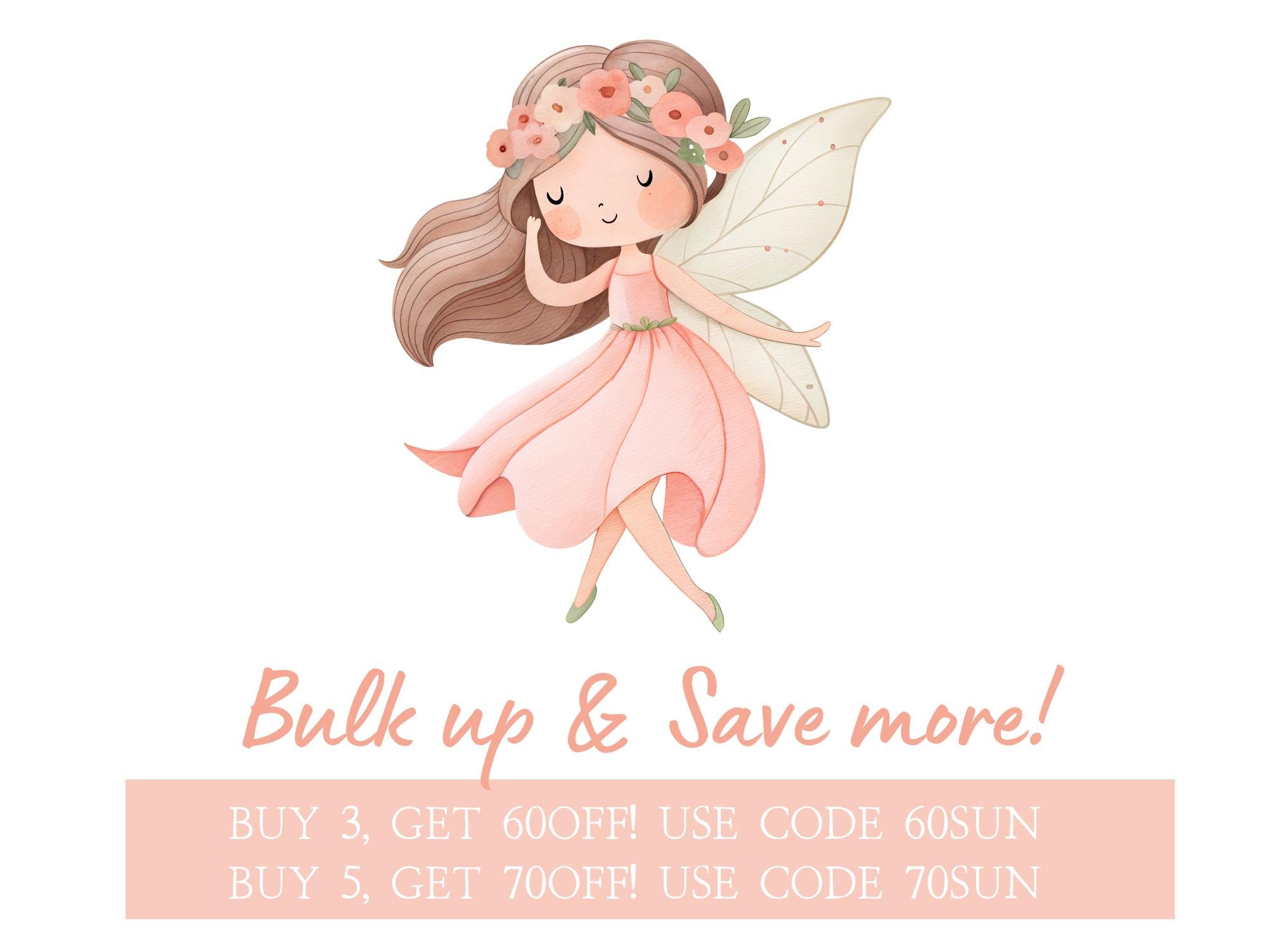 Enchanted Fairy Clipart Bundle: Watercolor Pink Fairy Garden PNG Set ...