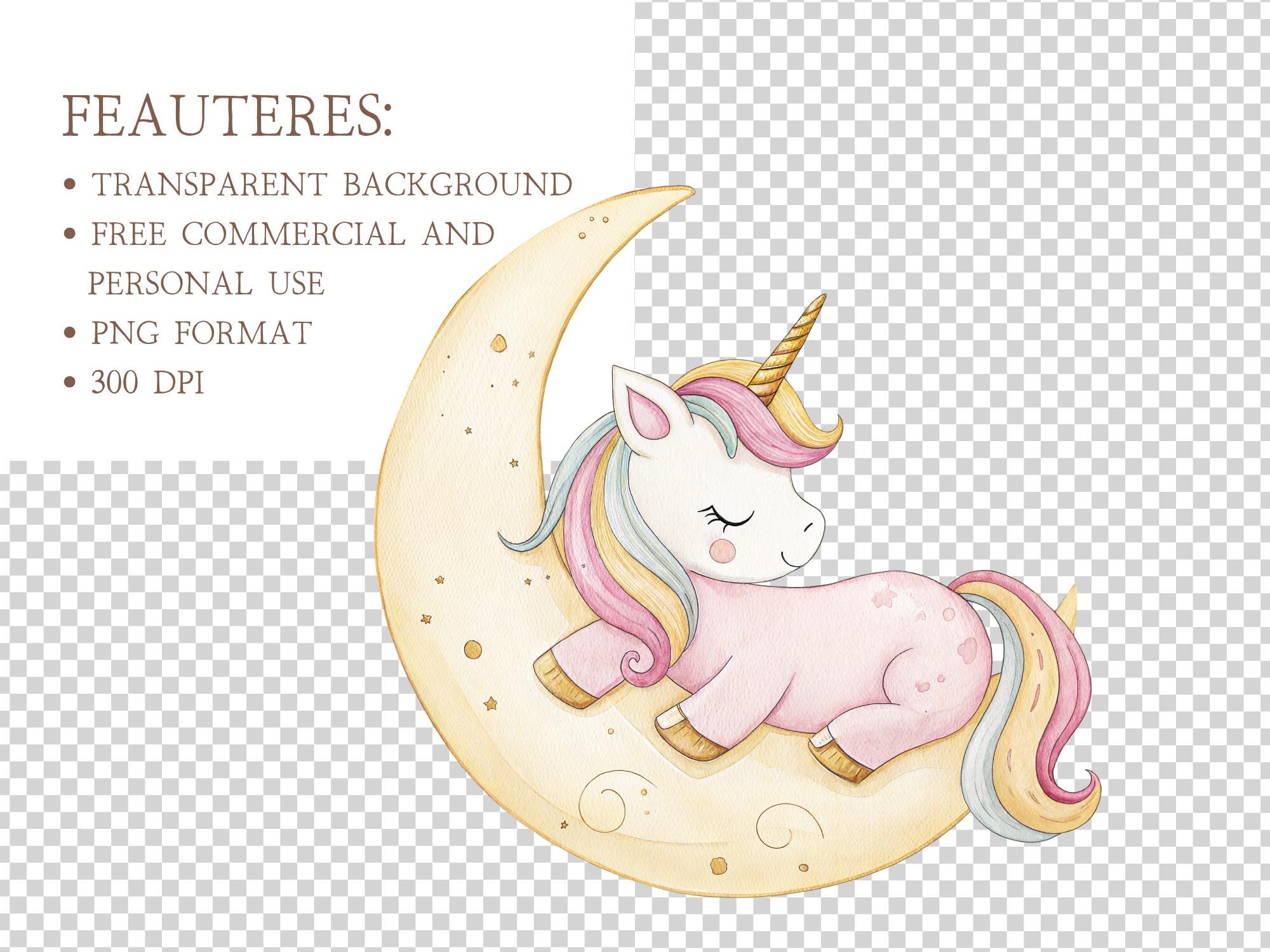 Unicorn World Clipart Bundle: Cute Pastel Watercolor PNG Illustrations ...