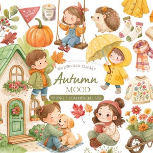 Autumn Clipart Bundle, Cozy Fall Season Elements PNG, Pumpkin Doodle Clipart, Sweater Weather Planner Stickers, Digital Craft