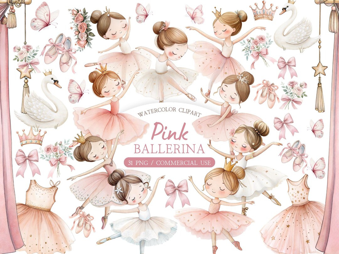 Watercolor Ballerina Clipart Bundle – Swan Lake and Pink Dancer ...