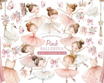 Watercolor Ballerina Clipart Bundle – Swan Lake and Pink Dancer ...
